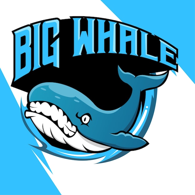 Premium Vector | Whale esport mascot logo