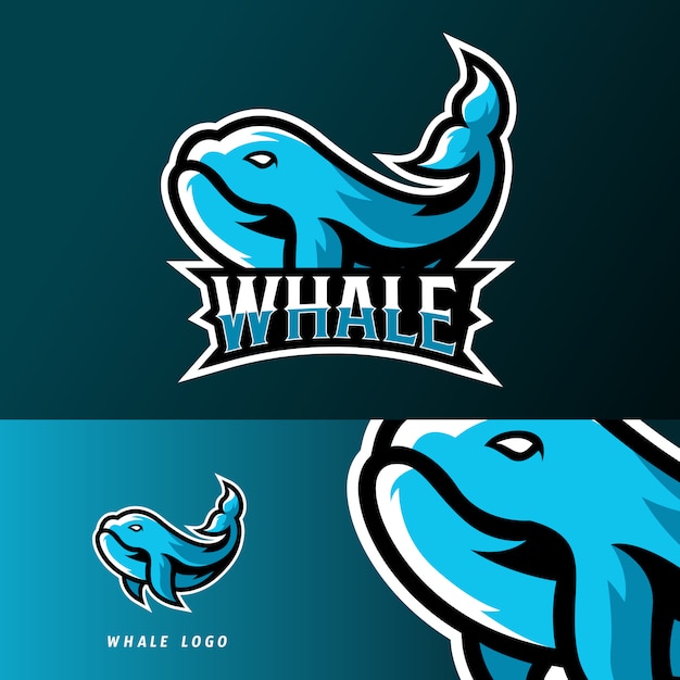Whale fish sport or esport gaming mascot logo template Premium Vector