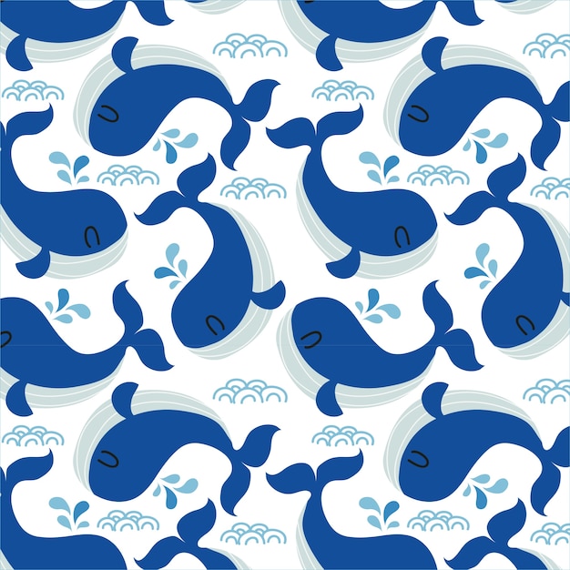 Whale pattern Premium Vector