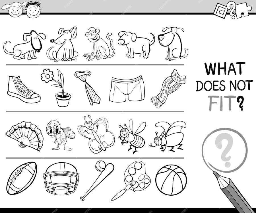 Premium Vector | What does not fit game cartoon