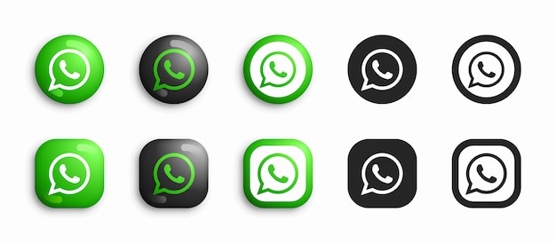 Whatsapp modern 3d and flat icons set Premium Vector