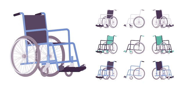 Wheelchair cartoon set Premium Vector