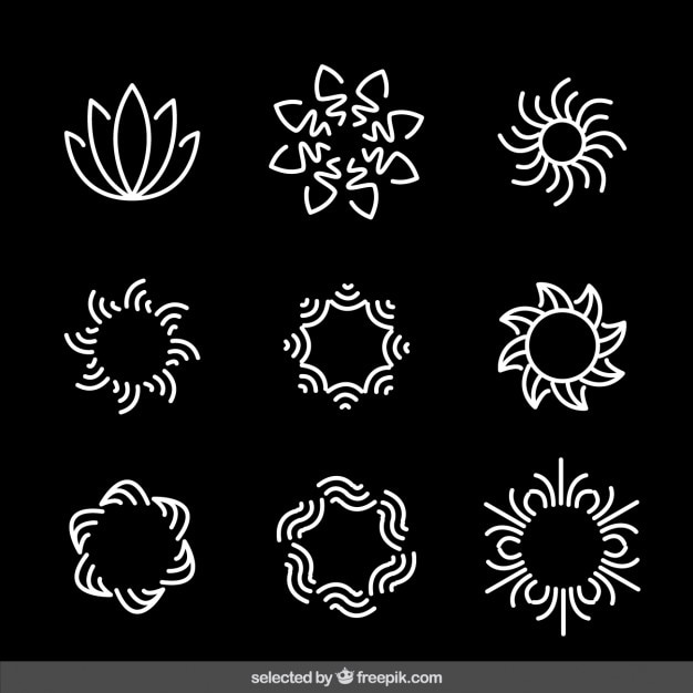White abstract flowers set