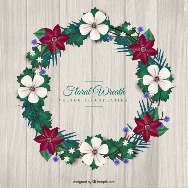 White and red flowers wreath