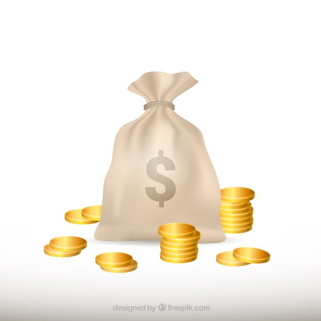 White background of money bag | Free Vector