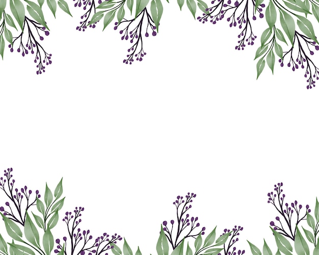 Premium Vector | White background with purple wildflower border