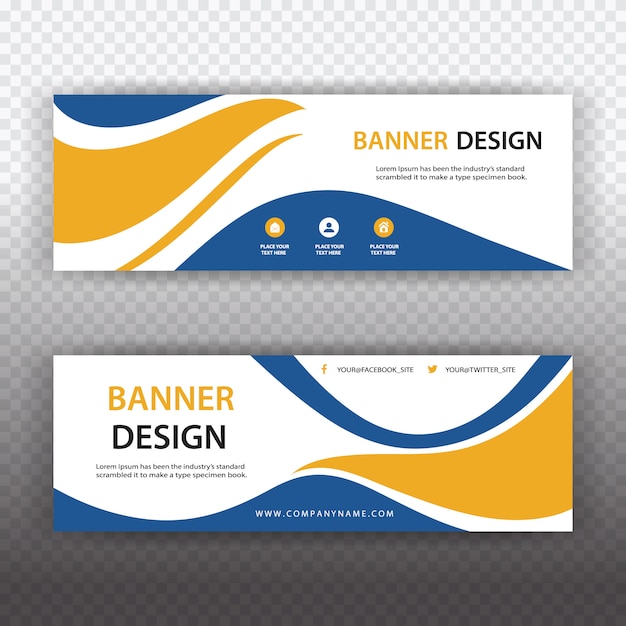 Free Vector | White banner with blue and orange details