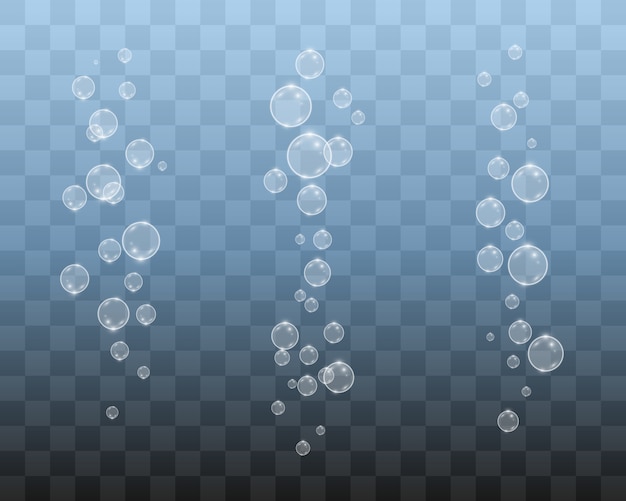 透明な背景イラストを白い美しい泡 シャボン玉 プレミアムベクター