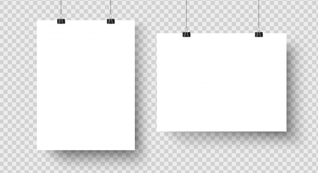 Download Premium Vector White Blank Posters Hanging On Binders Mockup Yellowimages Mockups