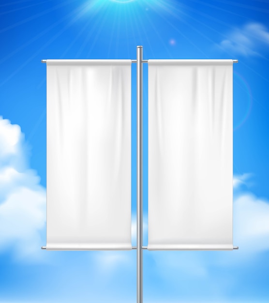 Download White blank realistic double pole banner advertisement ...