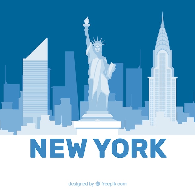 White and blue skyline of new york | Free Vector