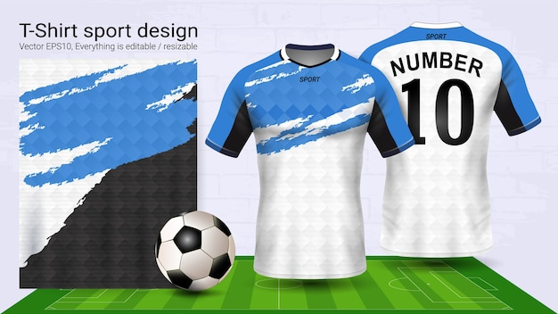 Download White and blue soccer jersey and t-shirt sport mockup ...