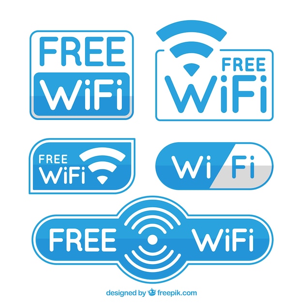 Download Free White And Blue Wifi Stickers In Flat Design Free Vector Use our free logo maker to create a logo and build your brand. Put your logo on business cards, promotional products, or your website for brand visibility.