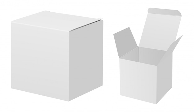 Download Premium Vector | White box mockup. 3d rectangle carton ...