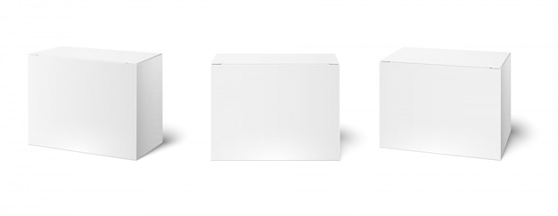 Download White box mockup. blank packaging boxes, cube perspective view and cosmetics product package ...