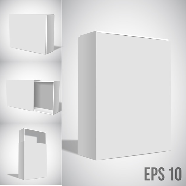 Premium Vector | White box set mockup isolated on white