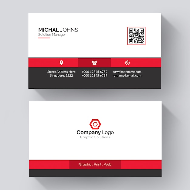 Download Free White Business Card With Red Details Premium Vector Use our free logo maker to create a logo and build your brand. Put your logo on business cards, promotional products, or your website for brand visibility.