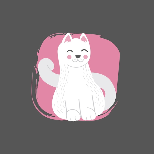 Premium Vector | White cat in doodle style on dark background, vector ...