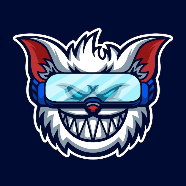 Premium Vector | White cat esport gaming logo premium