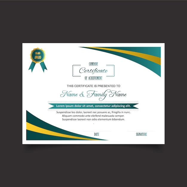Free Vector | White certificate of achievement template