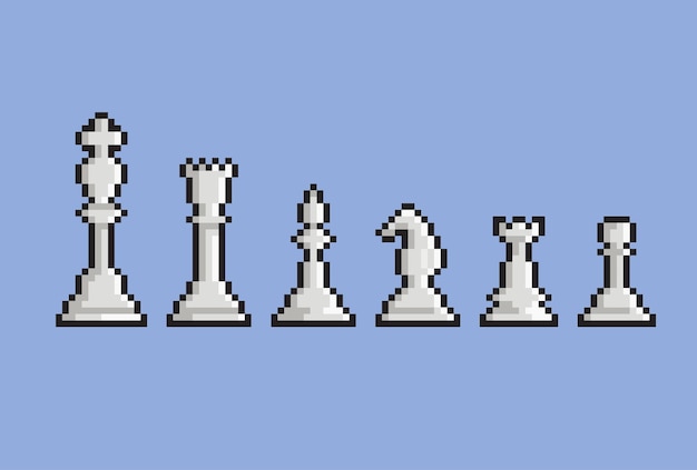 Premium Vector | White chess piece in pixel art style