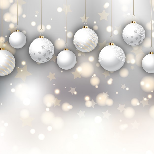 Free Vector | White christmas balls on a background with stars