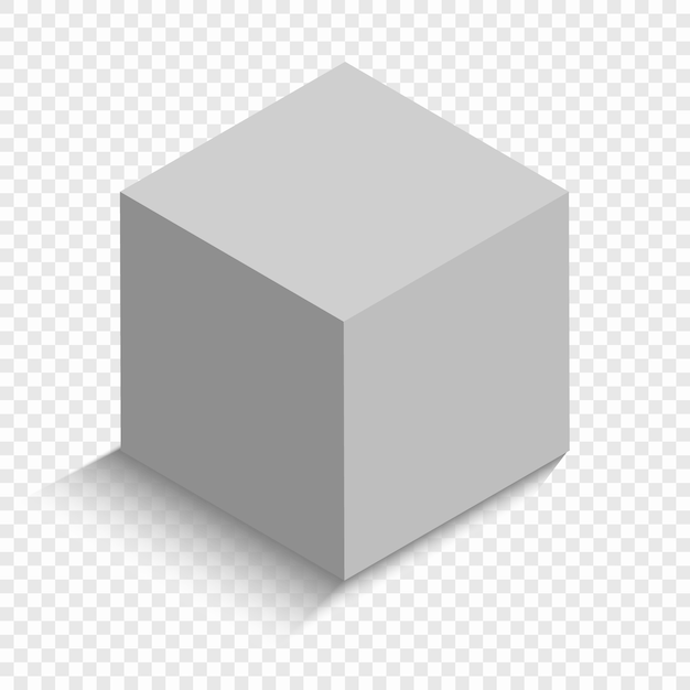 視点を持つ白い立方体 影付きの3 Dボックスモデル プレミアムベクター