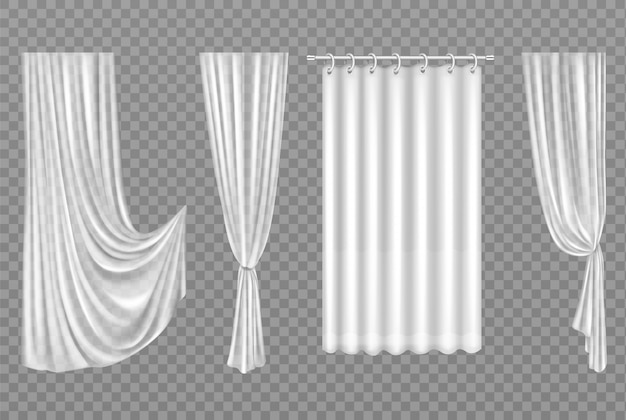 White curtains isolated on transparent | Free Vector