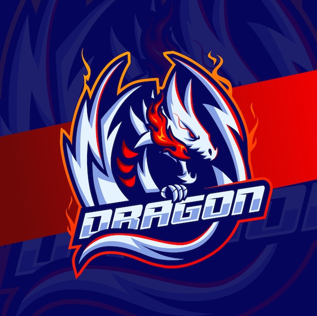 Premium Vector | White dragon character mascot e-sport logo design