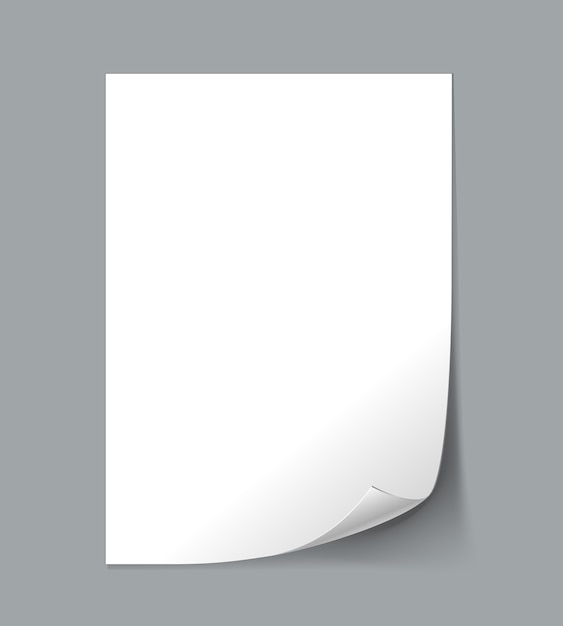 White empty paper sheet with curl Free Vector