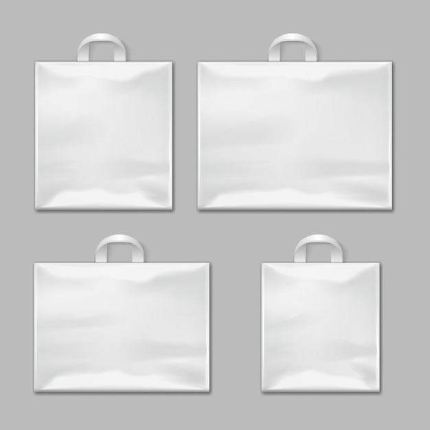 Download White empty reusable plastic shopping bags with handles ...