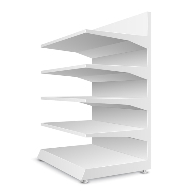 Premium Vector | White empty store shelves isolated