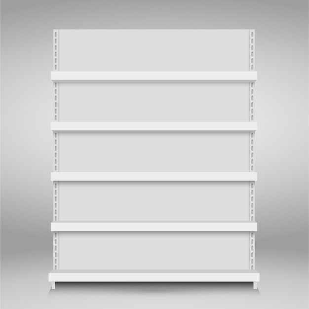 Download Premium Vector White Empty Vector Store Shelves Retail Shelf Supermarket Stand PSD Mockup Templates