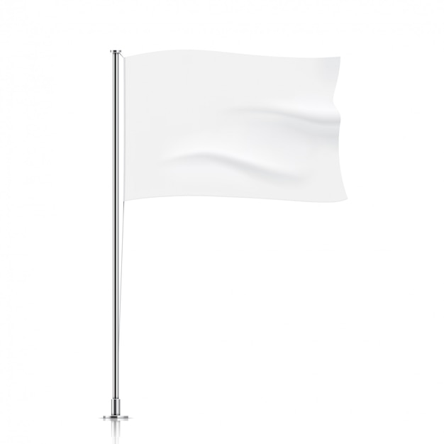 白い旗のテンプレートです きれいな水平手を振る旗 背景に分離されました プレミアムベクター