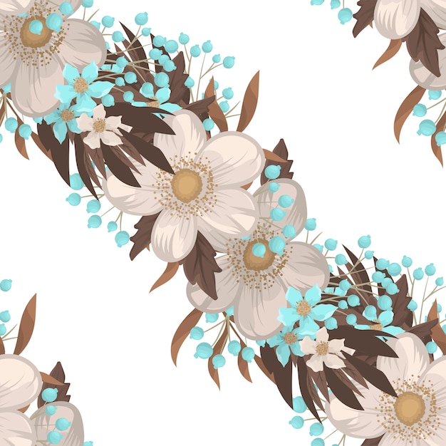 Premium Vector White flower background seamless pattern