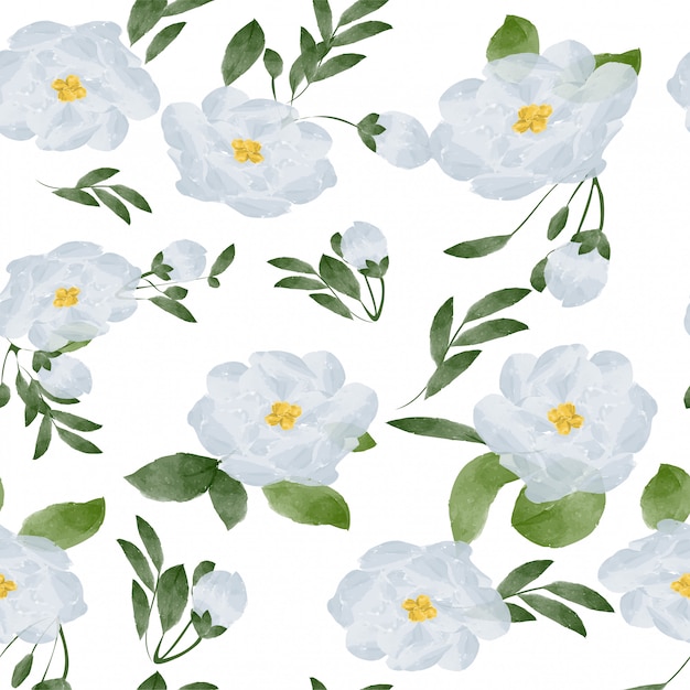 Premium Vector White Flower Seamless Pattern