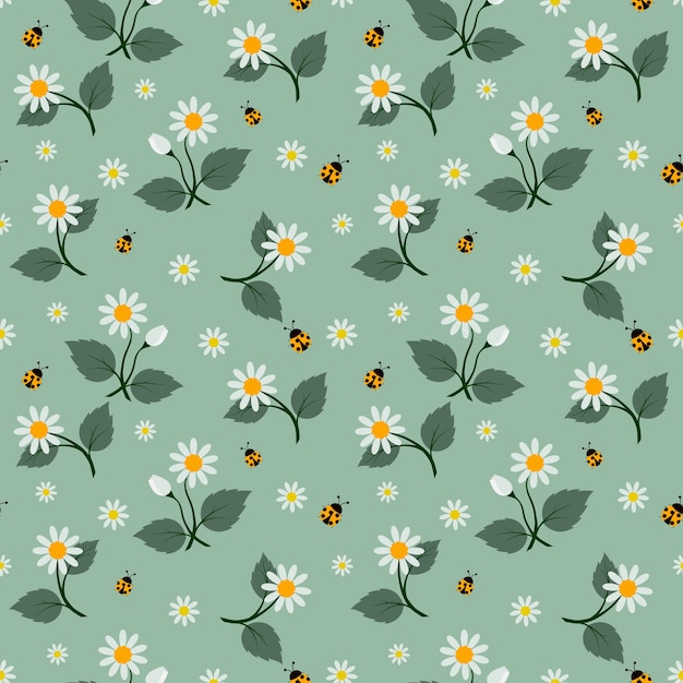 Premium Vector White flowers seamless pattern