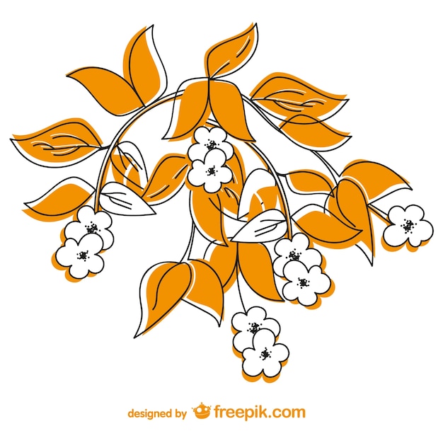 White flowers with orange leaves