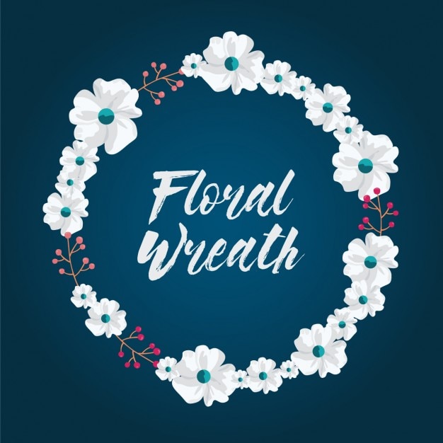 White flowers wreath design Vector | Free Download