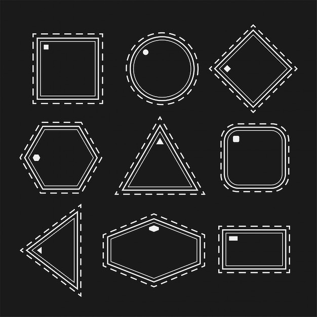 White geometric shapes in line style set Vector | Free Download