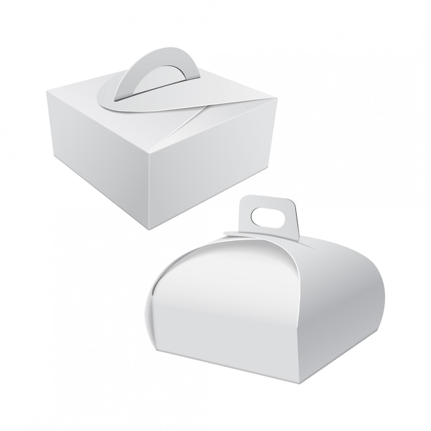 Download White gift packaging box with handle mockup for cake ...