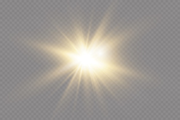 White glowing light explodes with ray. transparent shining sun, bright ...