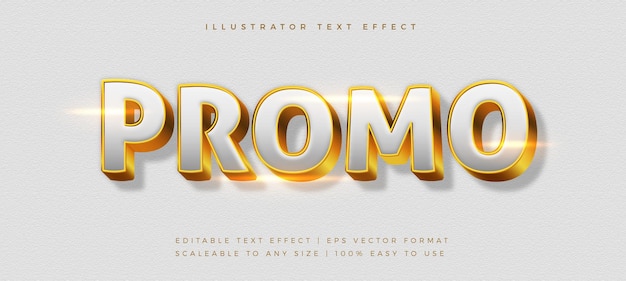 White gold promo title text style font effect Premium Vector
