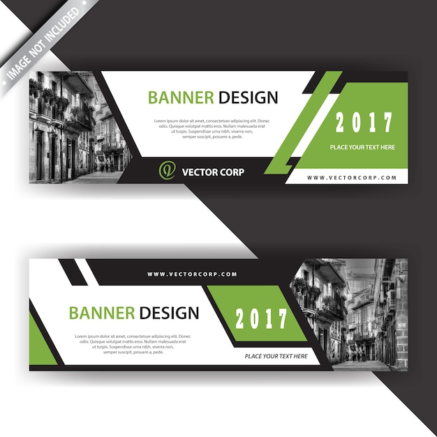 White and green banner | Free Vector