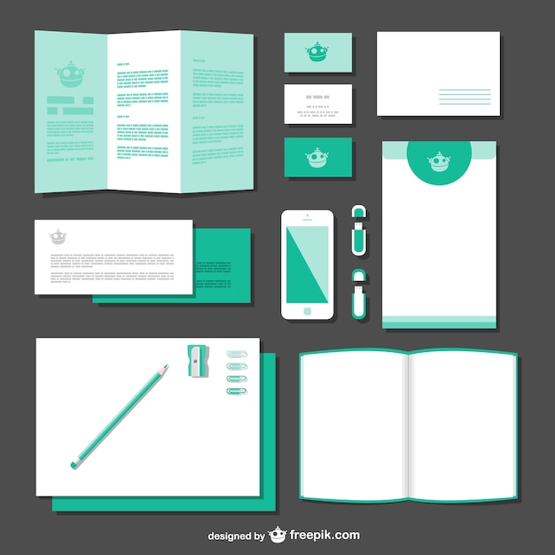 Download Free Vector White And Green Branding Mock Up PSD Mockup Templates