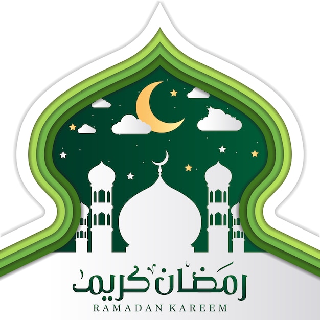 Free Vector | White and green ramadan background