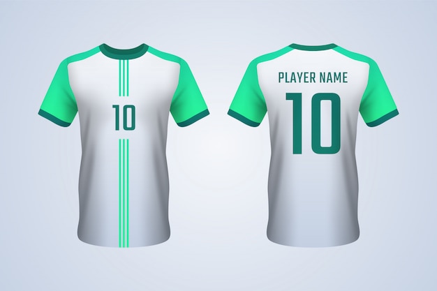 White and green soccer jersey template
