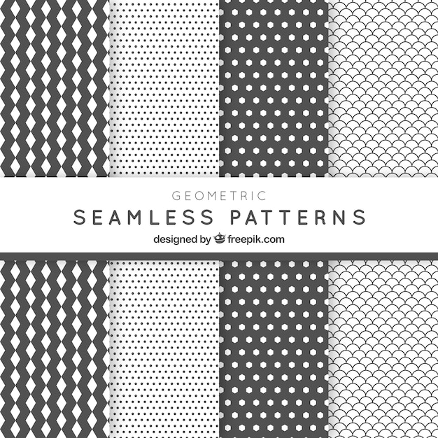 Free Vector White and grey abstract patterns pack