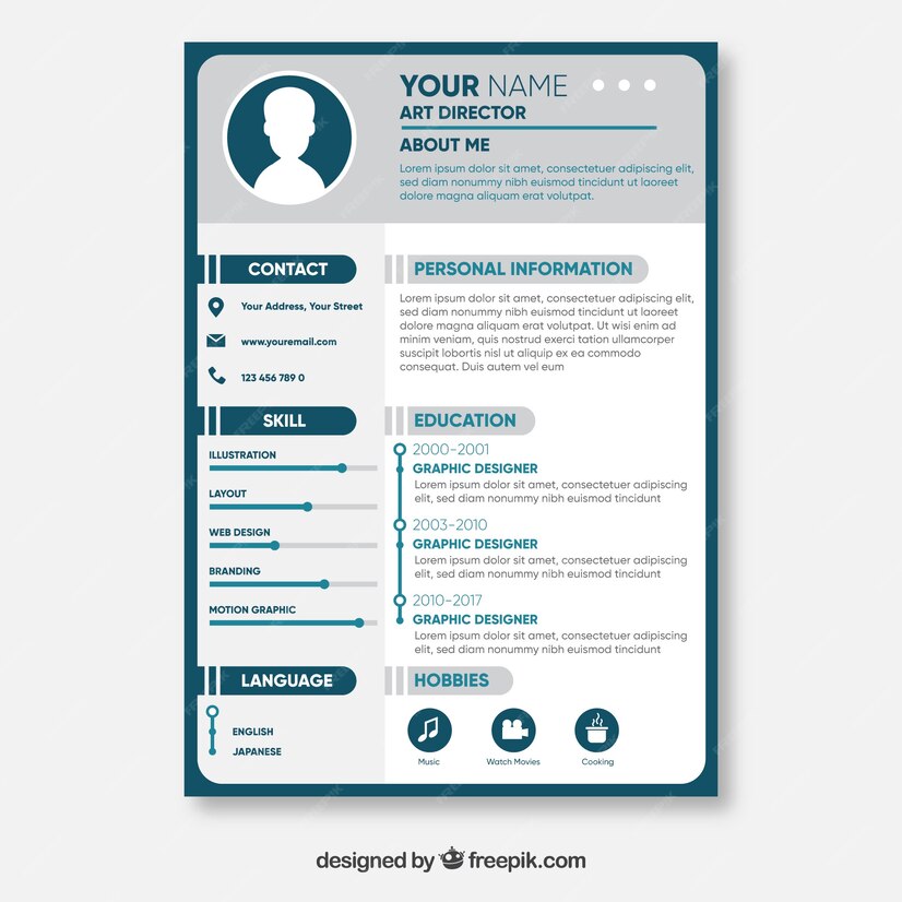 Premium Vector | White and grey resume concept