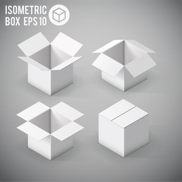 Download White isometric box mockup | Premium Vector